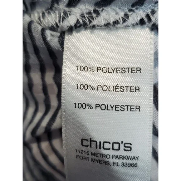 Chico's Wavy Lines Woven Roll-Tab Sleeve Popover Tunic Size 2 Large - Picture 5 of 7